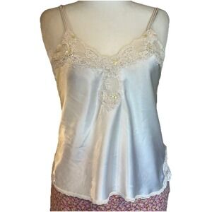 Vtg Y2K Lauren Alexandra Cami Babydol Lace Top Pastel Ribbon Coquette Romantic S
